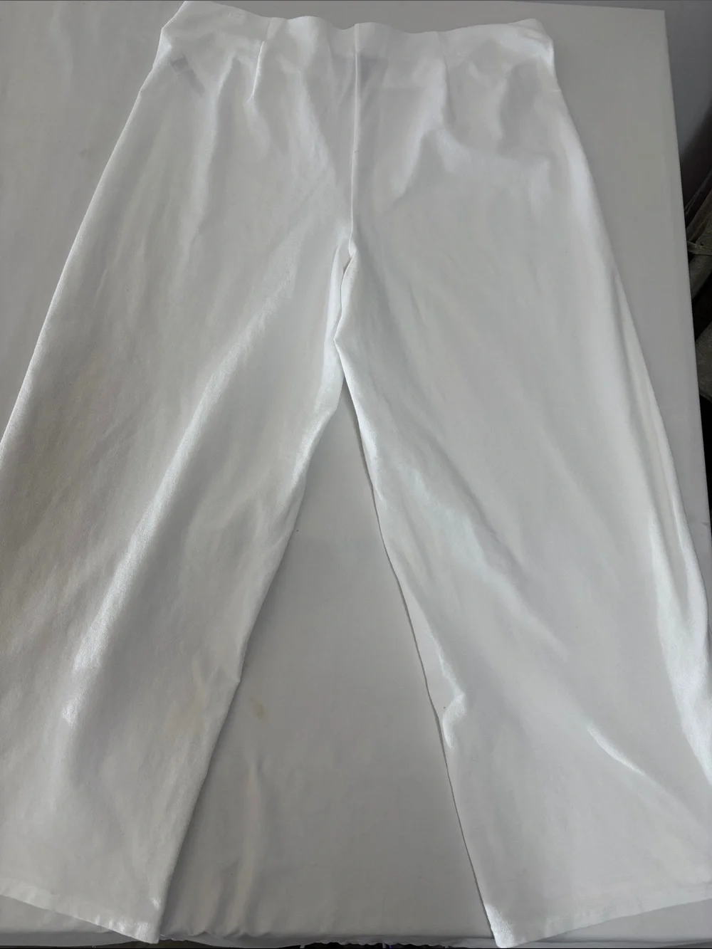 Eileen Fisher White Wide Leg Stretch Pants Medium Pull On